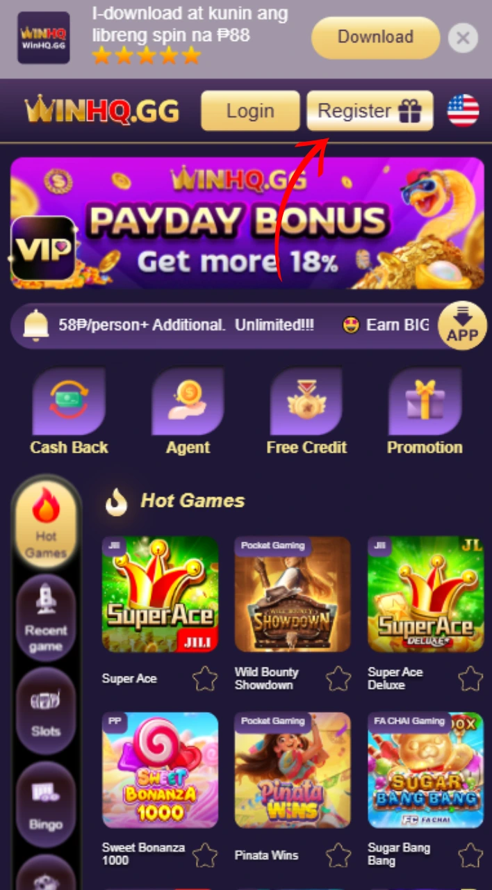 Go to official WinHQ and click Register Button
